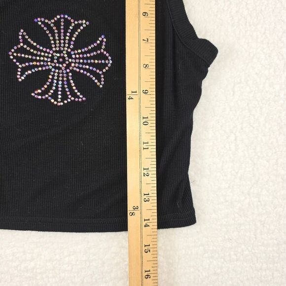 Virghoes Biker Cross Tank Blingy Tee Black Size Small - Picture 7 of 13